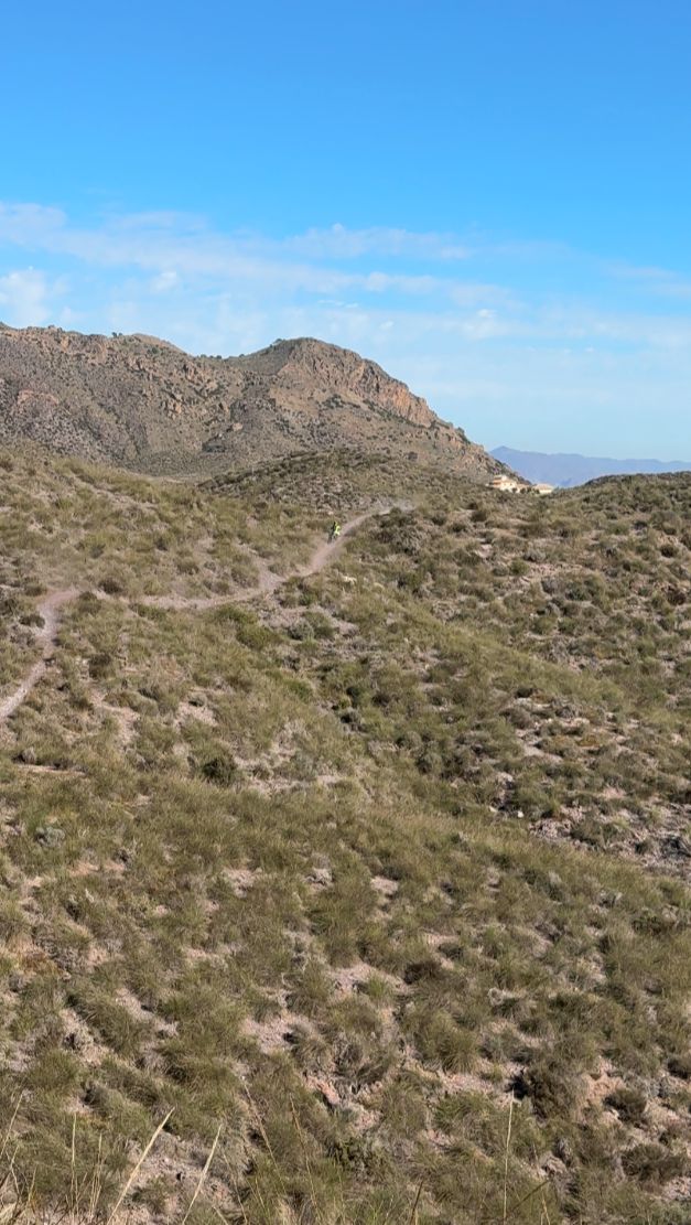 Scrub-covered hills crossed by enduro trails on the coast of Murcia