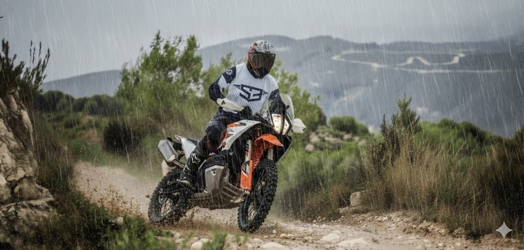 riding motorcycle in rain