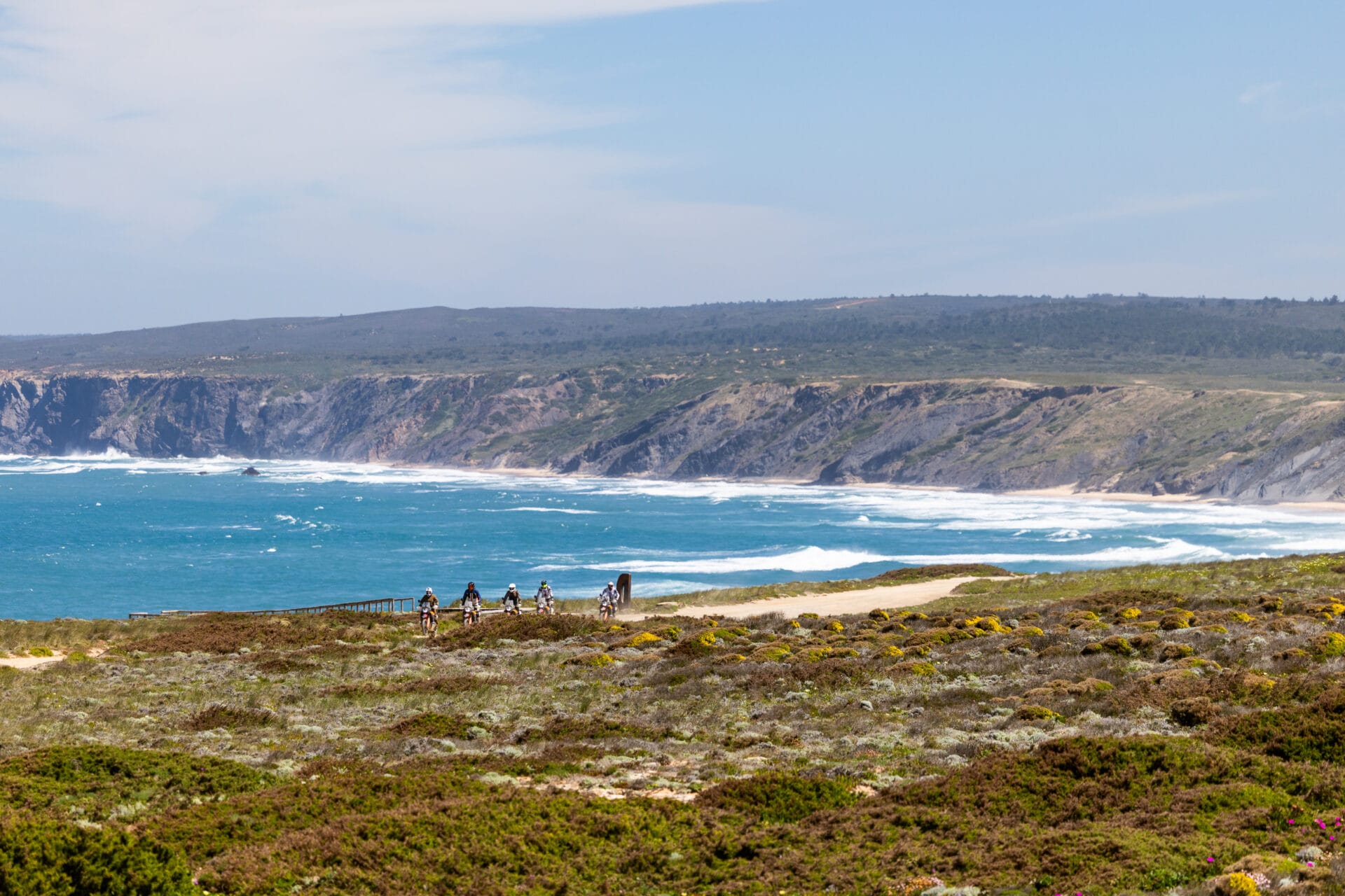 Atlantic beach and clifftops in the western Algarve on the Algarve East to West motorcycle tour