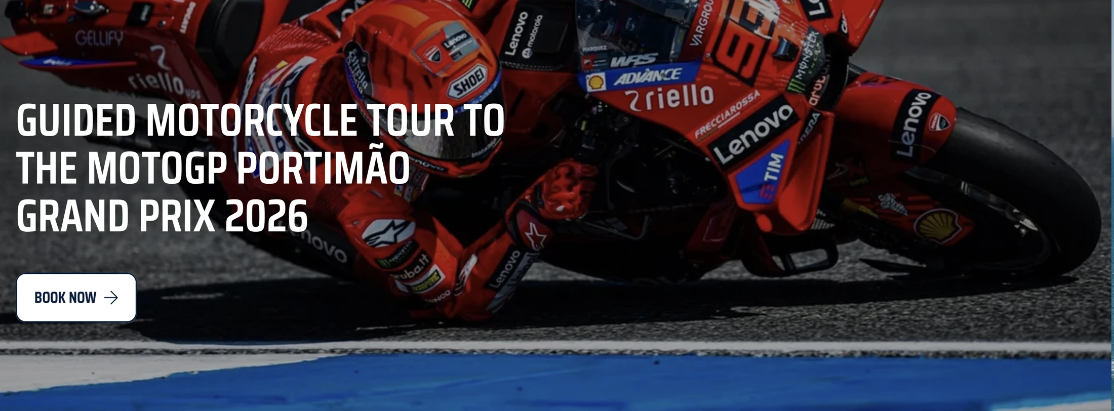 Banner for the guided motorcycle tour to the MotoGP Portimão Grand Prix 2026